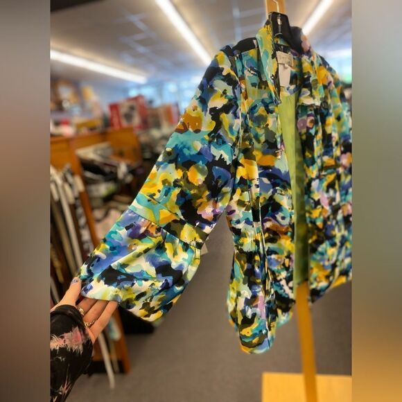 Erin London ladies Med Yellow & Purple Watercolor Jacket - Picture 1 of 4